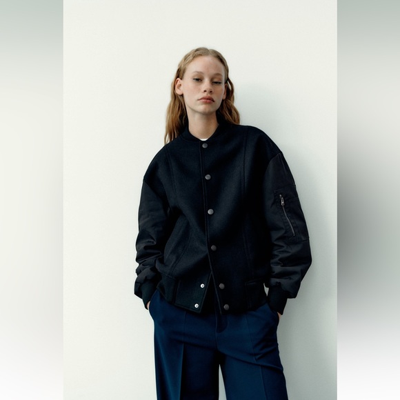 Zara Jackets & Blazers - ZARA COMBINATION ZIPPERED BOMBER JACKET
